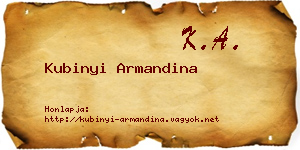 Kubinyi Armandina névjegykártya